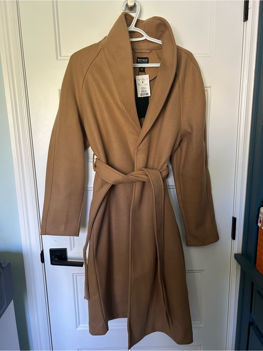 Retrod Camel Wrap Belted Long Coat